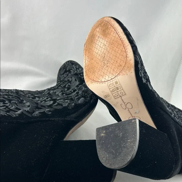 Jessica Simpson Elegant Black Velvet Ankle Boots 36.5 - Picture 6 of 8